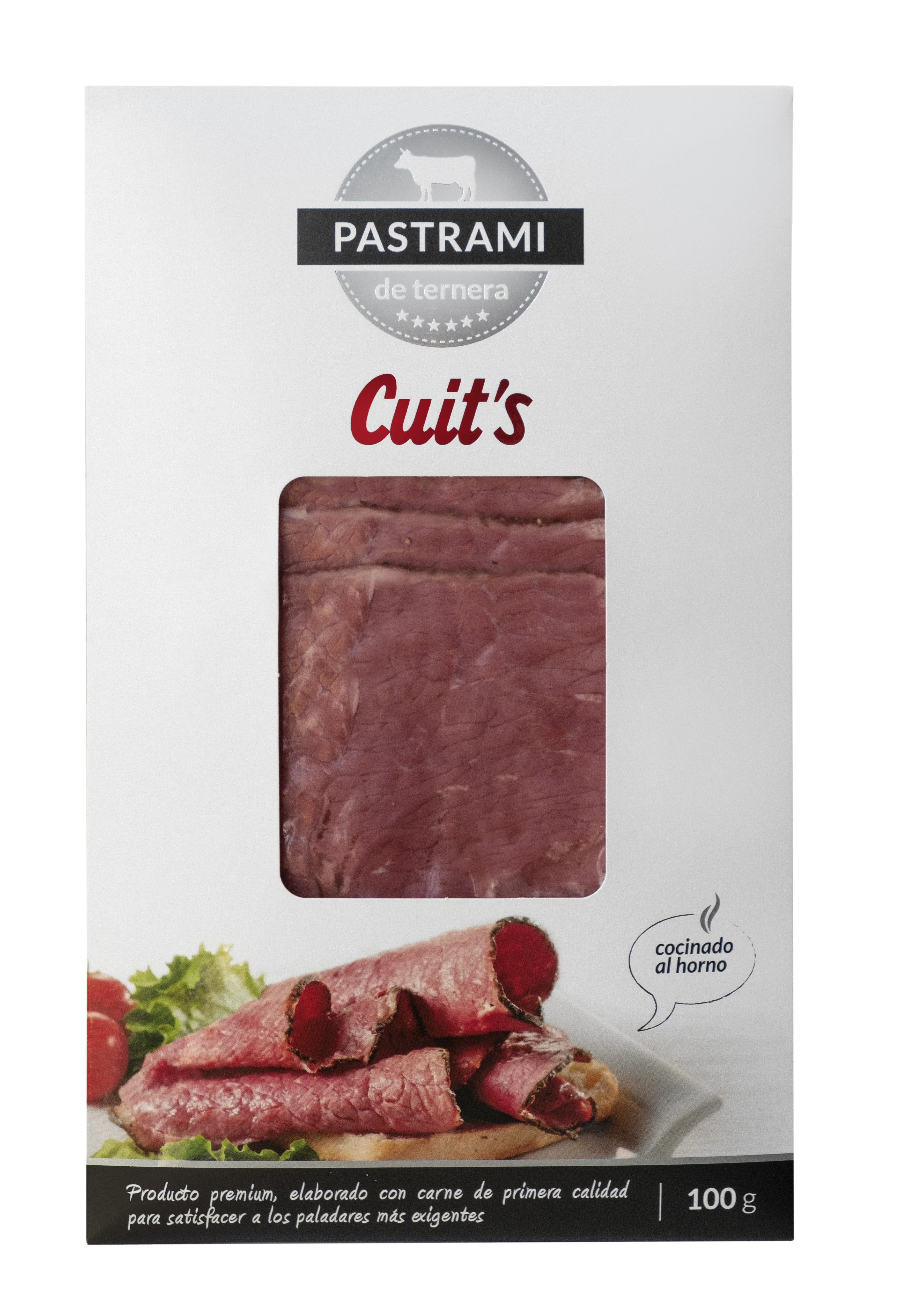 Pastrami de ternera loncheado en sobre de 100g